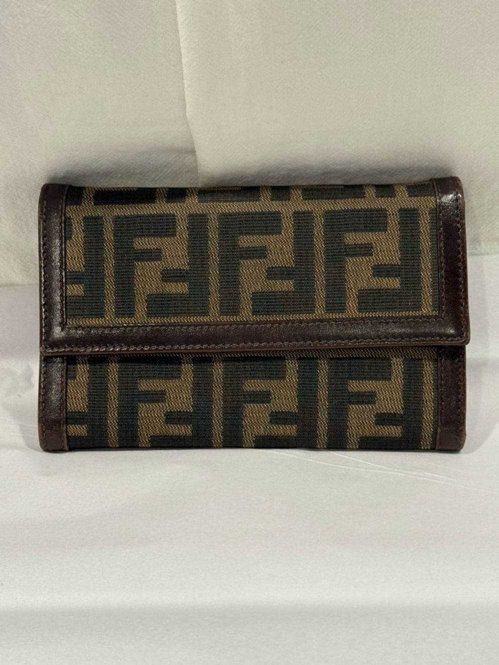 Fendi Brown and Black Zucca TriFold Wallet